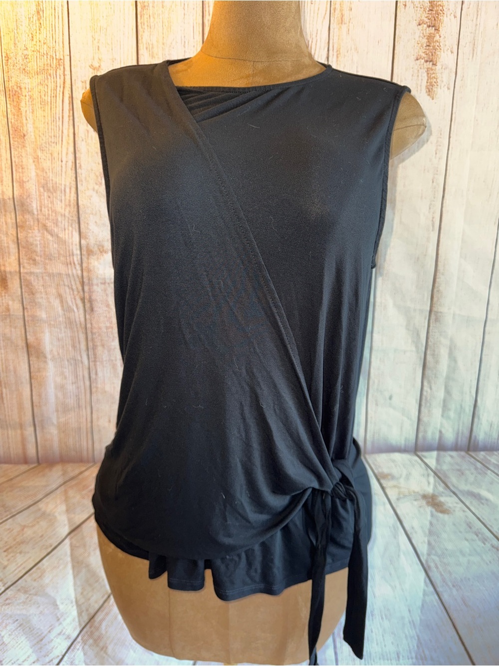 J. Jill Wearever collection Black Sleeveless Side-Tie Wrap Knit Top XL